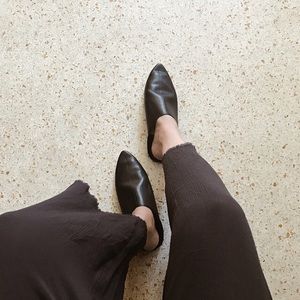 Women's Black Moroccan Slippers, Handmade Leather